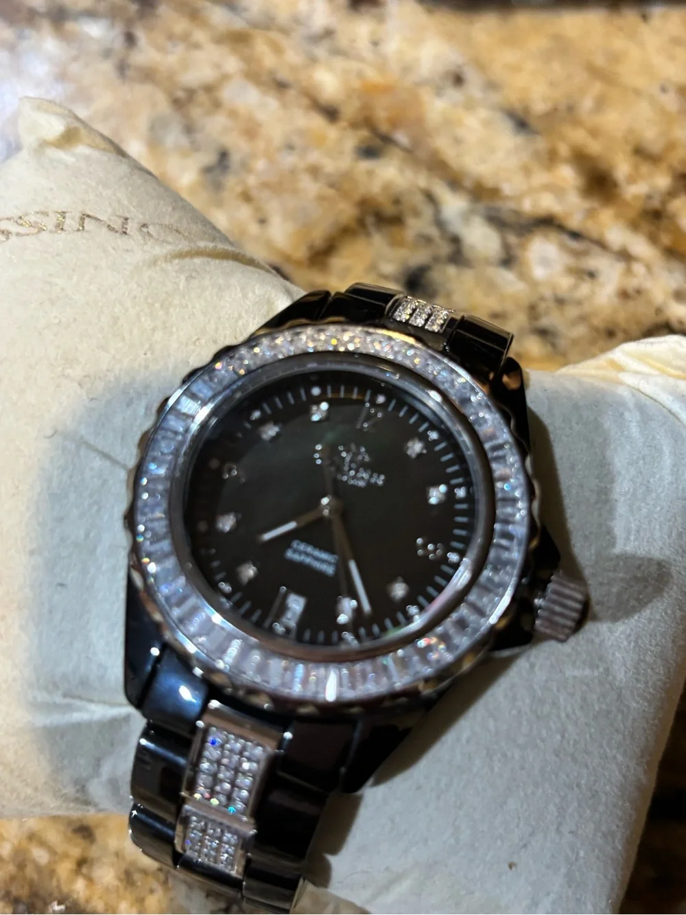 Oniss Paris Mother-of-Pearl Crystal Accent Watch